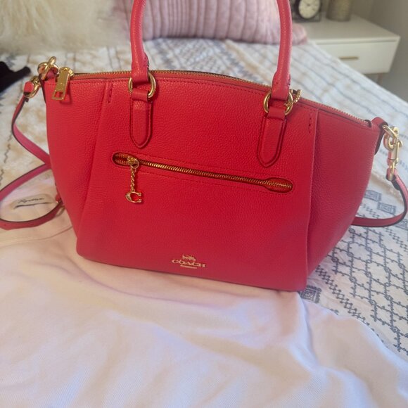 Coach Mini Bennett Satchel Hot Pink Leather Bag Crossbody Tote Gold Hardware - Picture 1 of 8